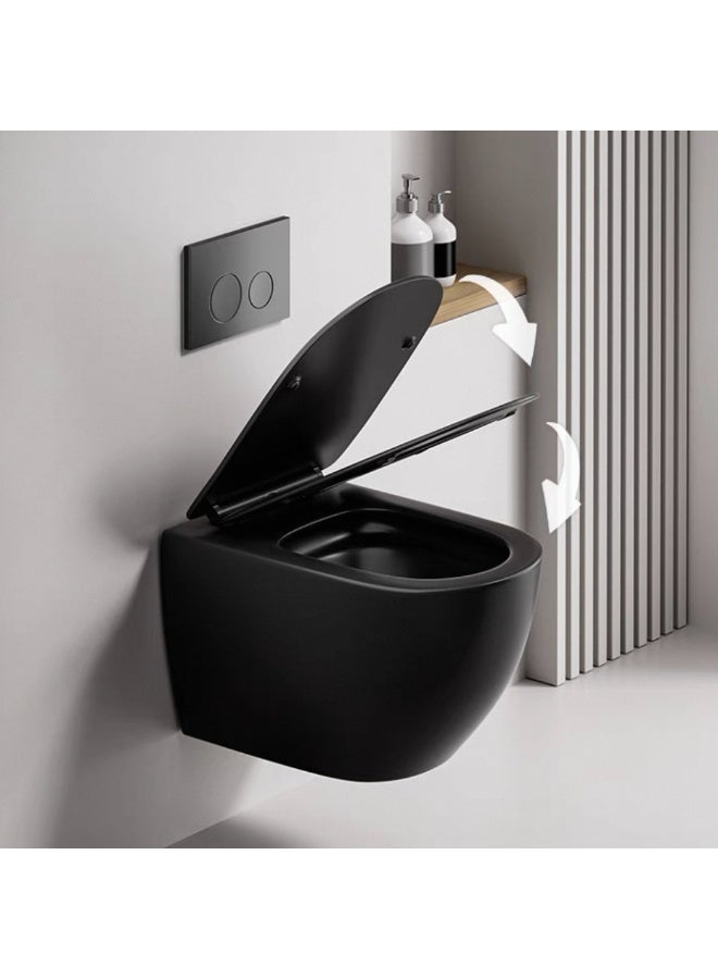 بيور مرحاض جداري مدمج من Pure لون أسود مطفي | تصميم مخفي عصري | مقعد إغلاق ناعم | سيراميك سهل التنظيف - Image 4